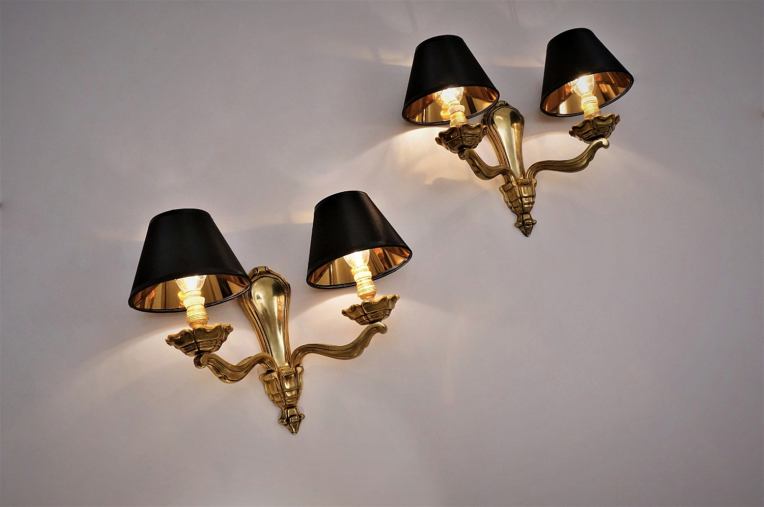 Maison Bagues wall lights bronze & gold plated gilt, 1940`s ca